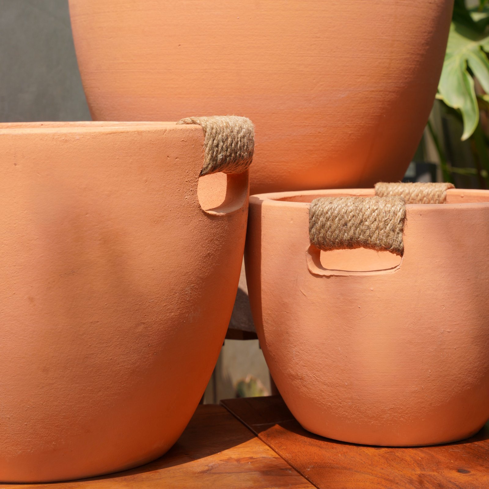 Bail Jute Handle Terracotta Planter| Set of 3| Argil Collection - Image 2