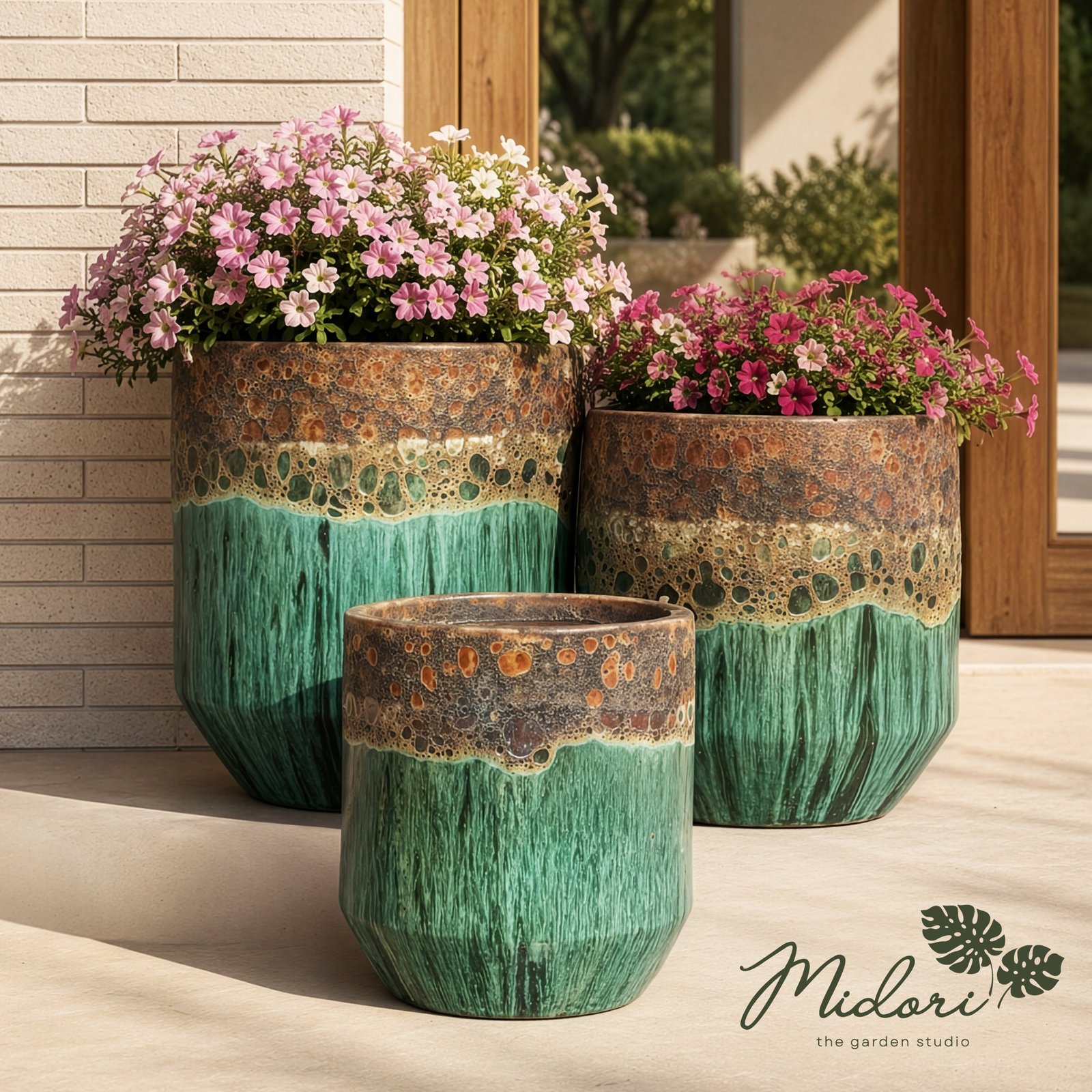 crater reactive glazed ceramic planter
