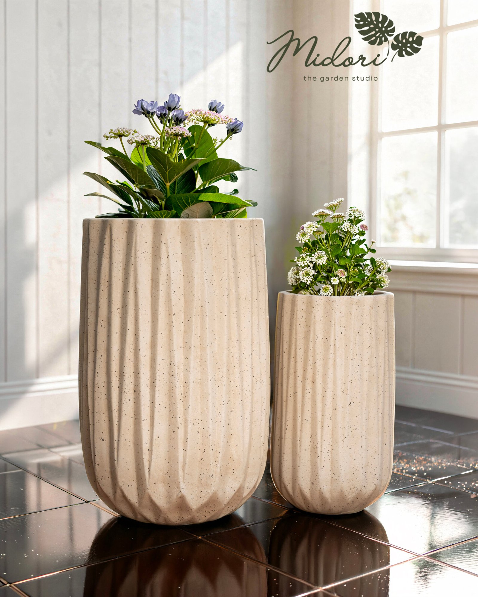Akari Terracotta Planter | Set of 2 | Origami collection - Image 4
