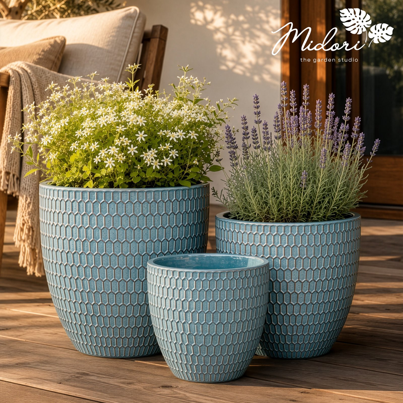 Patina honeycomb terracotta planter