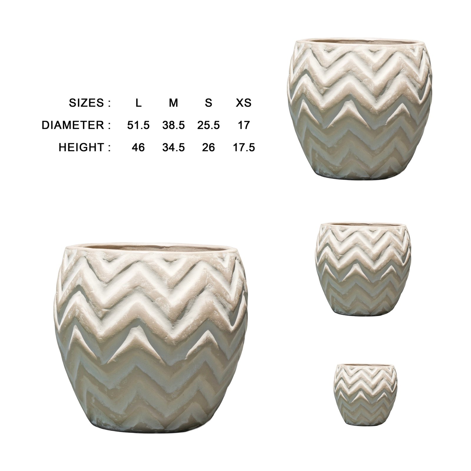 Crest Chevron Terracotta Planter | Set of 4 - Image 4