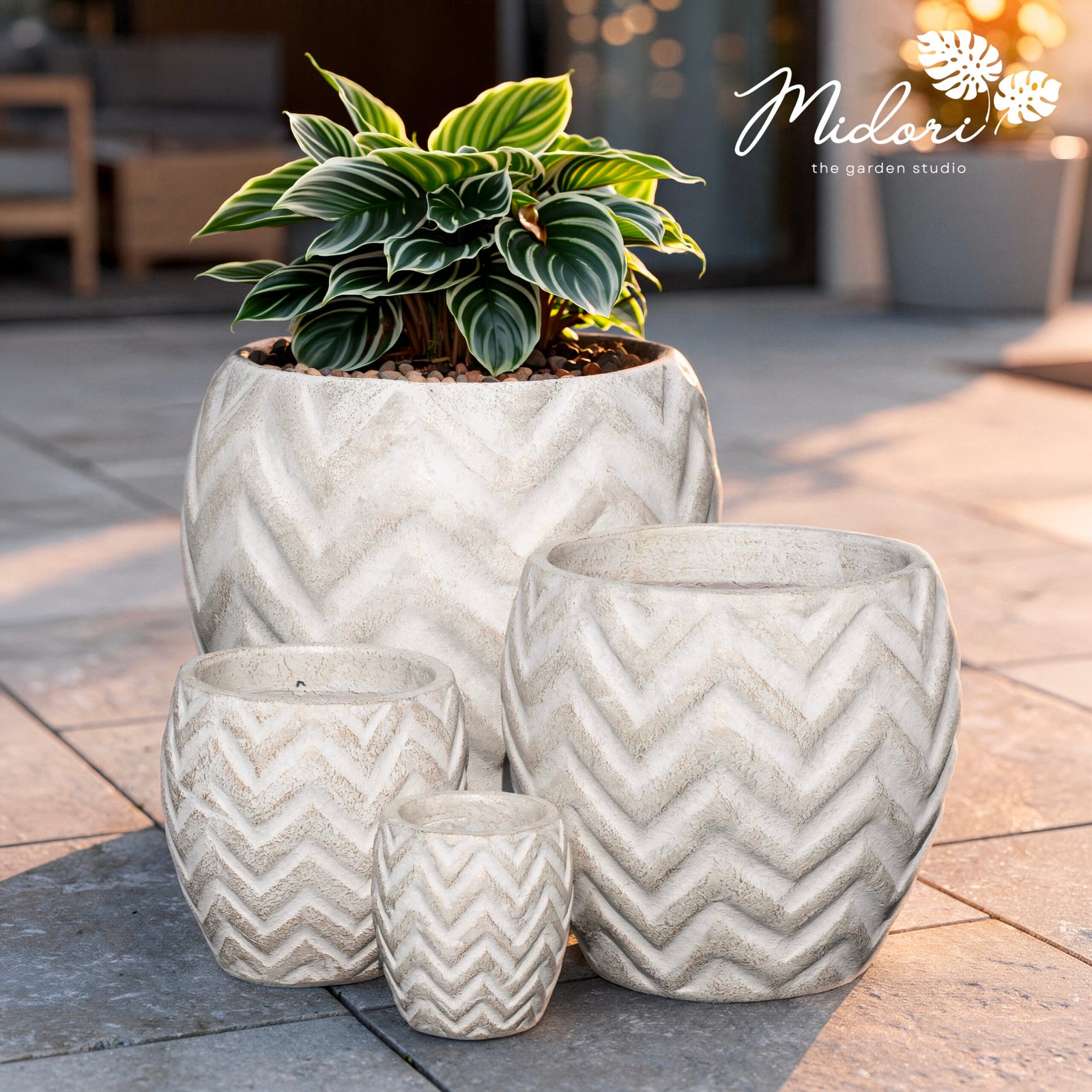 Crest Chevron Terracotta Planter | Set of 4 - Image 6